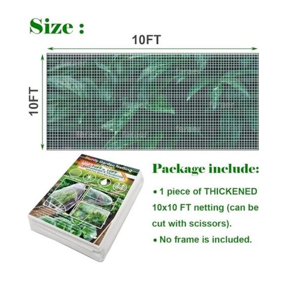 NEW Garden Mesh Netting - 10 ft x 10 ft Ultra Fine Mesh Insect Barrier Plants - Picture 1 of 4